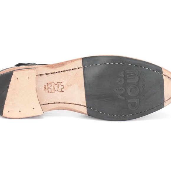 Blue leather John Fluevog flats, retro summer sandals, designer Mary Jane shoes - Picture 13 of 15